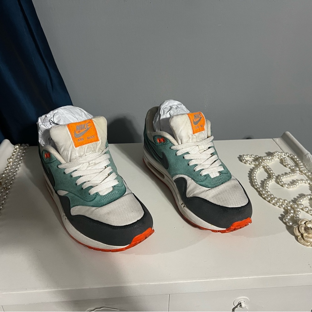 Nike Air Max 1 Sneakers in Teal and Orange